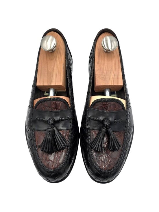Bragano by Cole Haan Mens Size 10.5 M Black Crocodile Leather Tassel Loafers NEW Vintage Bragano Exotic Crocodile Leather Tassel Loafers  main image 4